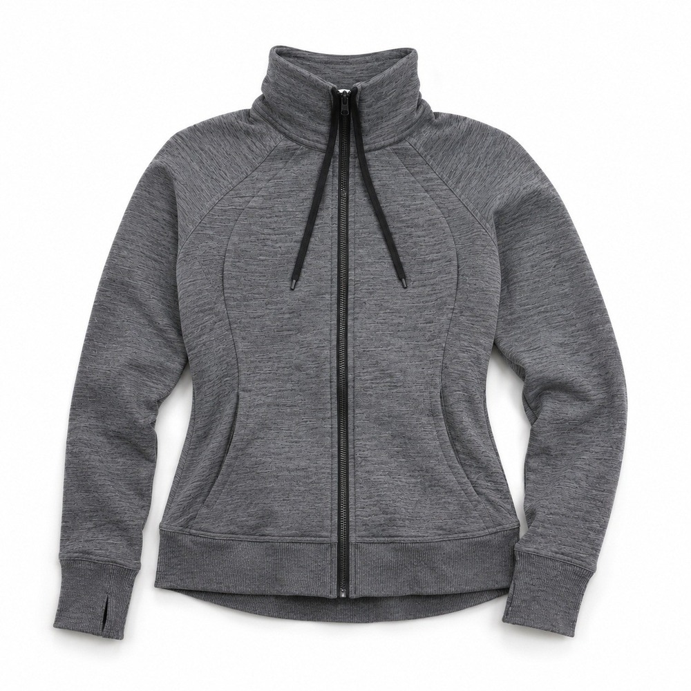 Lululemon Scuba Jacket Funnel Neck Heathered Grey Space Dye Full Zip Size 4